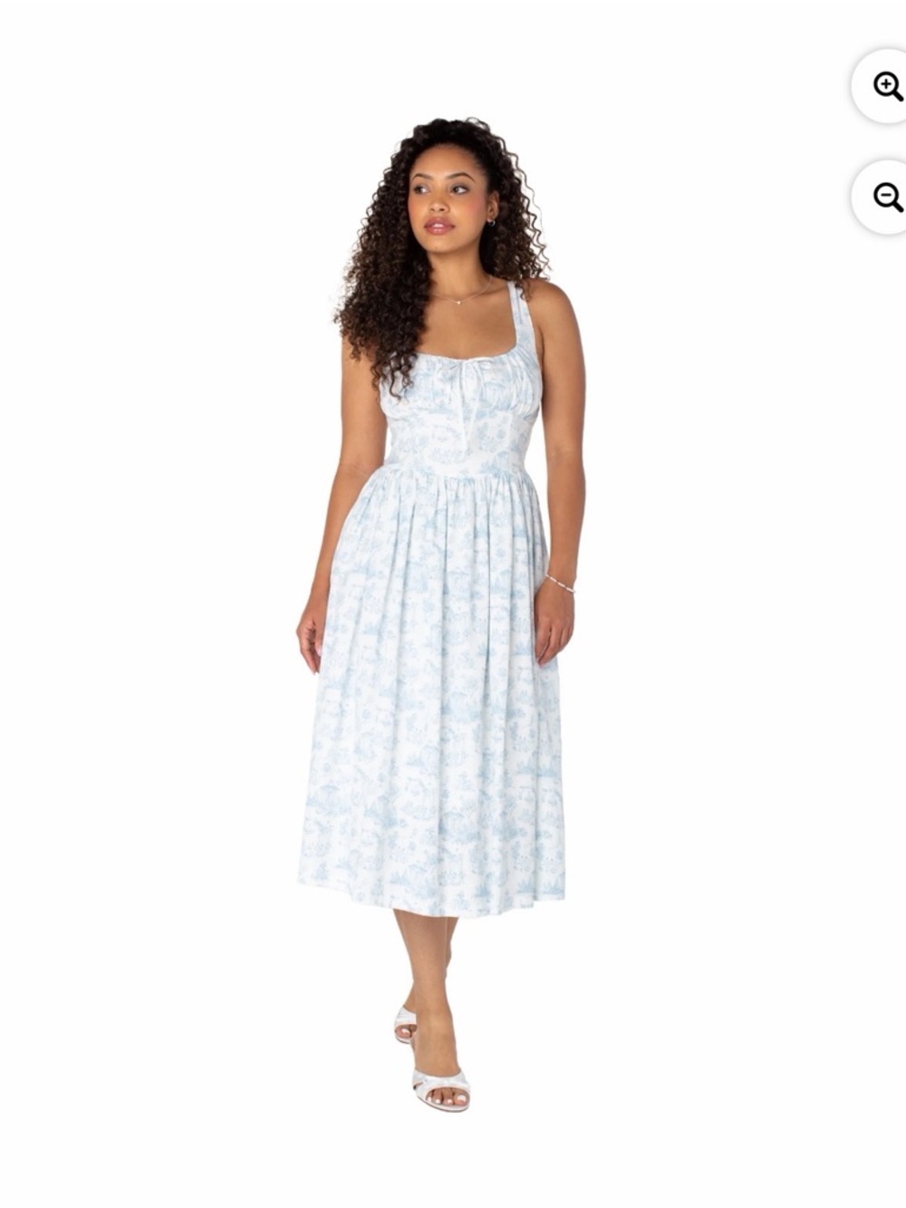 Light Blue Floral Midi Dress - Women